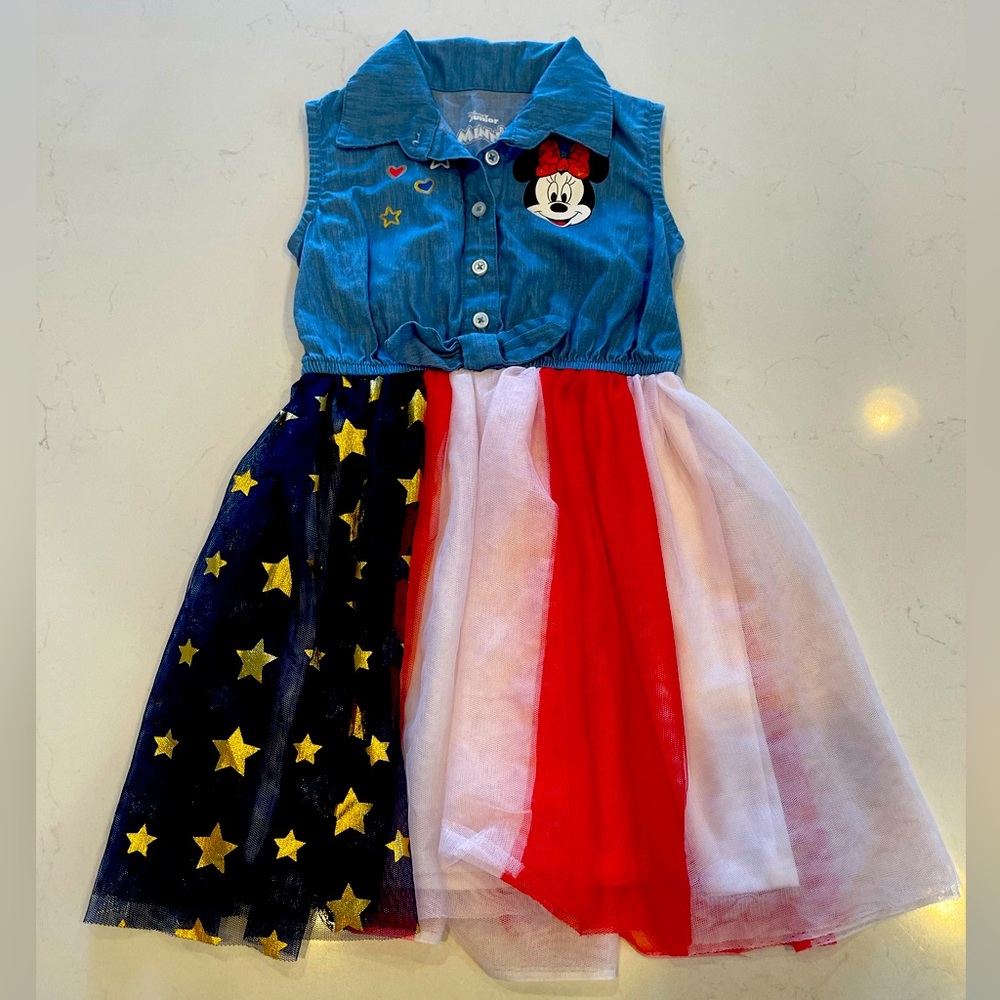 Disney 4T red white and blue tulle Mickey Mouse dress